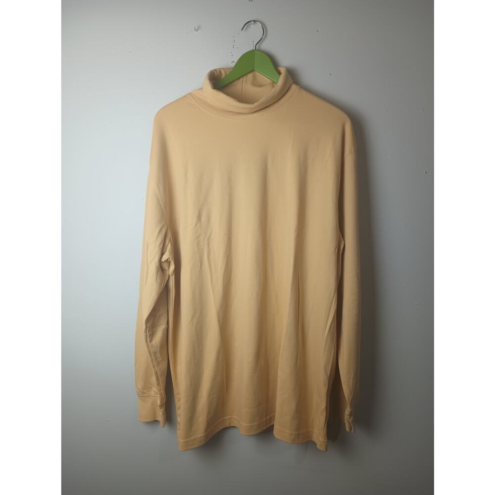 Vintage Men's Butter Yellow Turtle Neck Shirt Pull Over Stretch XL Cotton